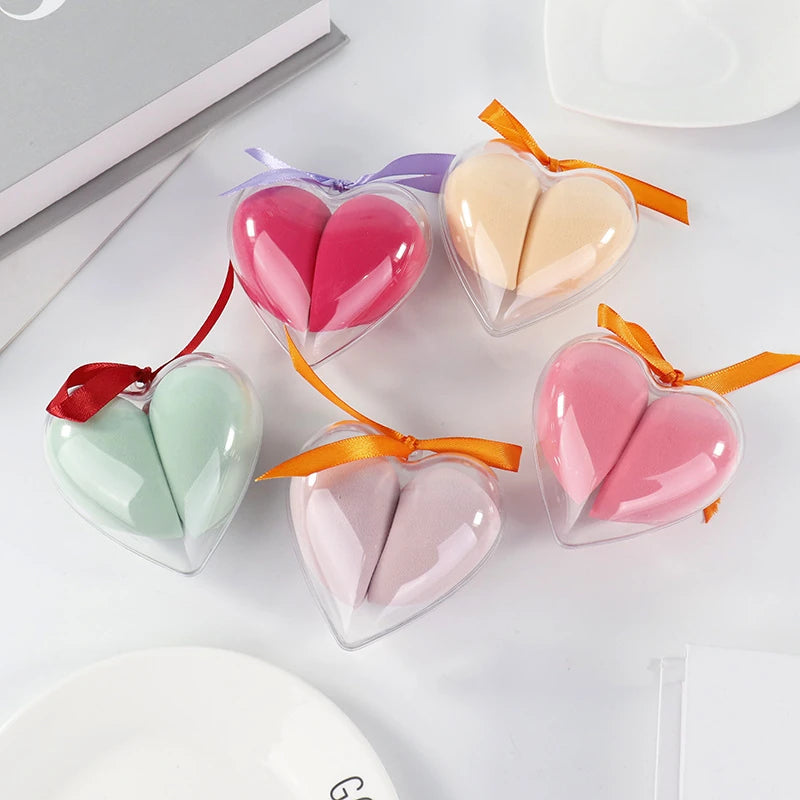 Set de 2 Esponjas Maquillaje Estuche corazón de acrílico