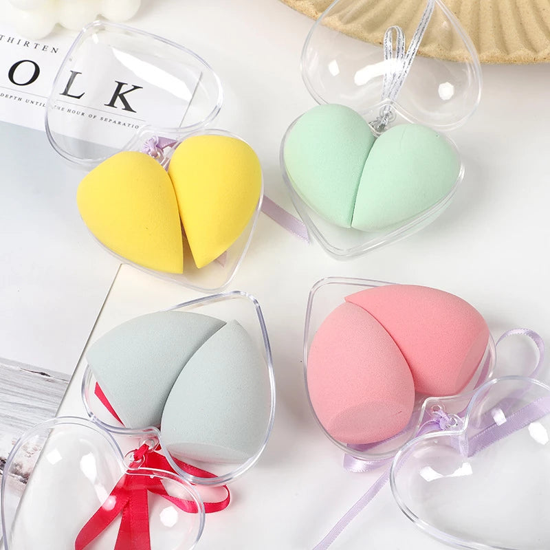 Set de 2 Esponjas Maquillaje Estuche corazón de acrílico