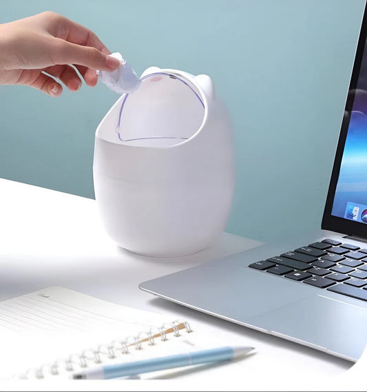 Cesto de Basura Escritorio Gatito Con Stikers