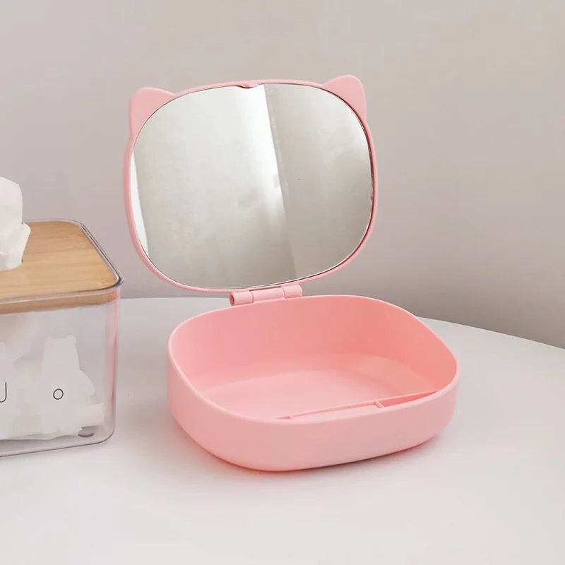 Cajita Organizador con Espejo Gatito