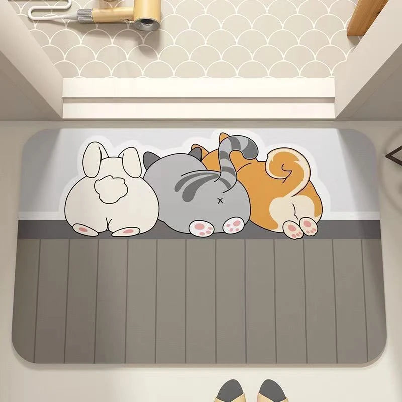 Alfombra de Baño Gatitos y Conejo