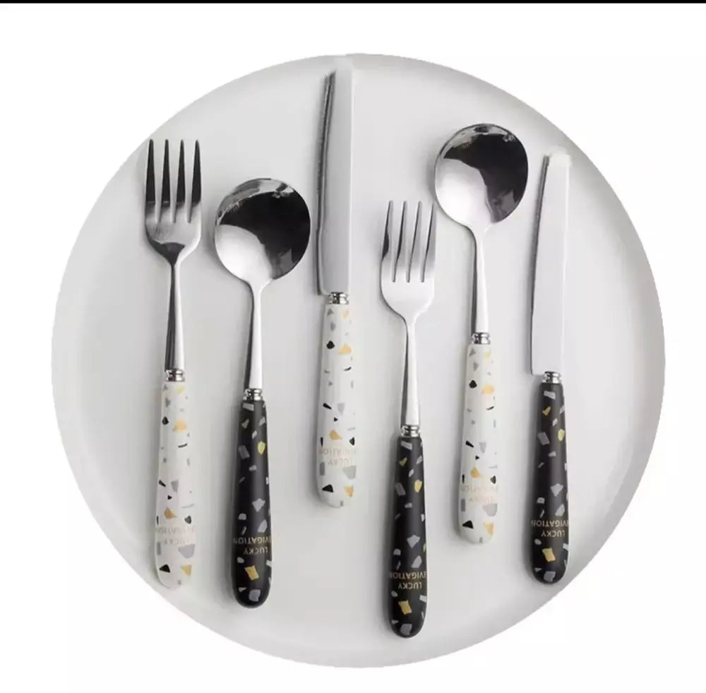 Set de Cubiertos 3Pcs Mango Ceramica