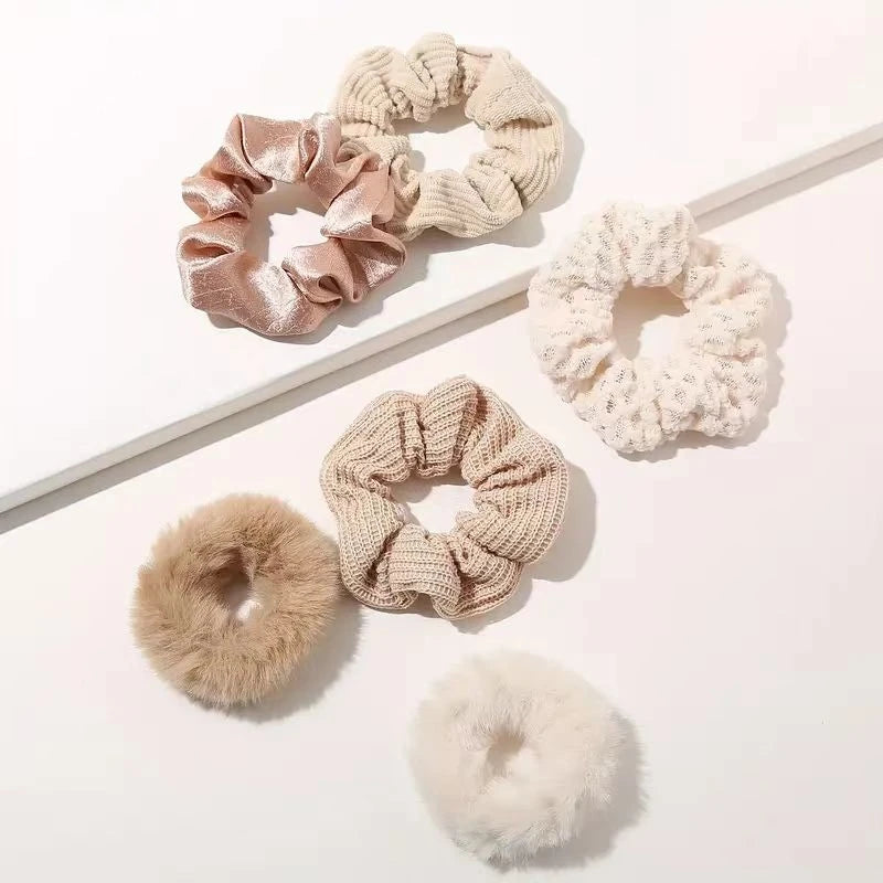Pack x 6u Scrunchies Beige
