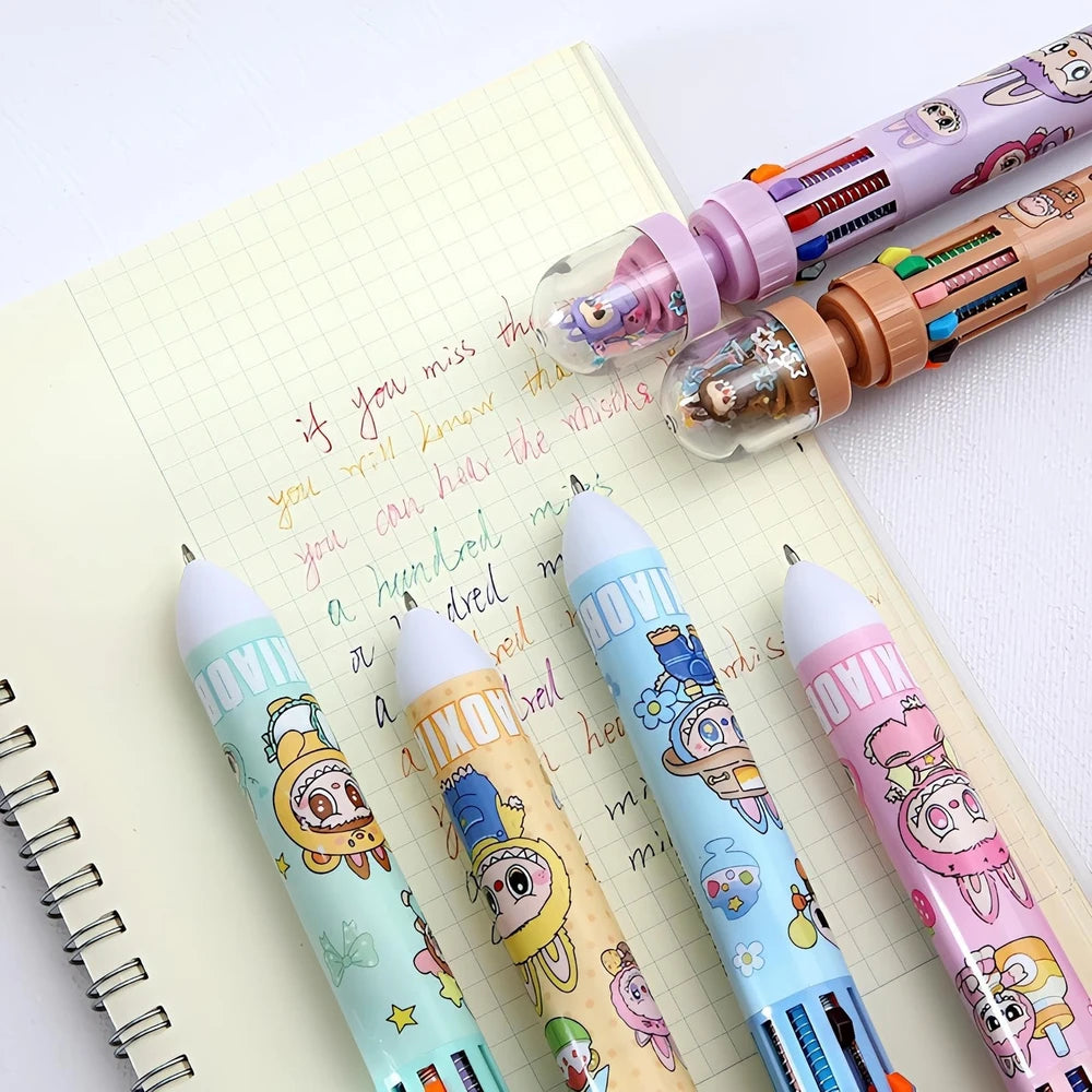 Boligrafo x10 Colores Labubu Con Deco