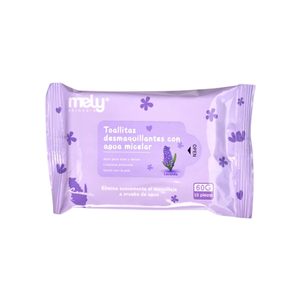 TOALLITAS DESMAQUILLANTES CON AGUA MICELAR LAVANDA