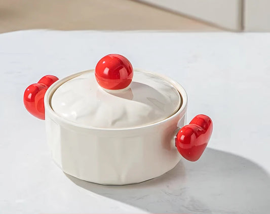 BOWL CON MANEJAS DE CORAZON Y TAPA DE VIDRIO