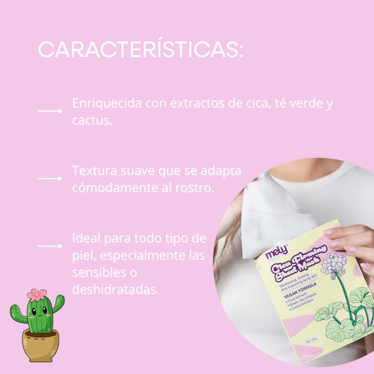 MASCARILLA FACIAL DE EXTRACTO DE CICA TE VERDE Y CACTUS