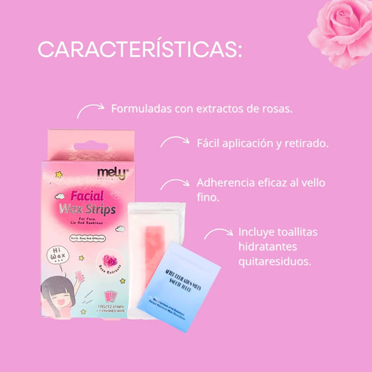 Tiras Depiladoras Faciales x12pcs Mely Rosas