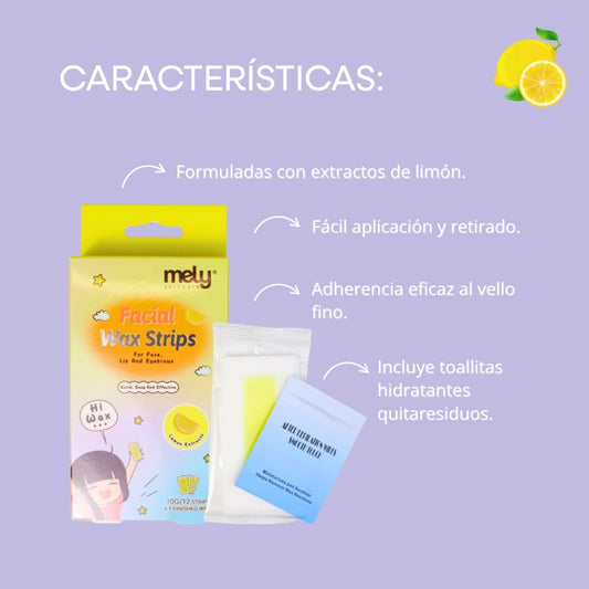Tiras Depiladoras Faciales x12pcs Mely Limon