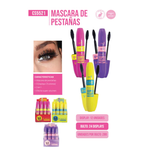 Mascara de pestañas Super Volume 2en1 Pink21