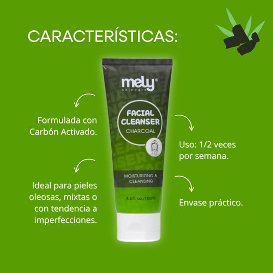 Limpiador Facial Cleanser Mely 100ml Charcoal