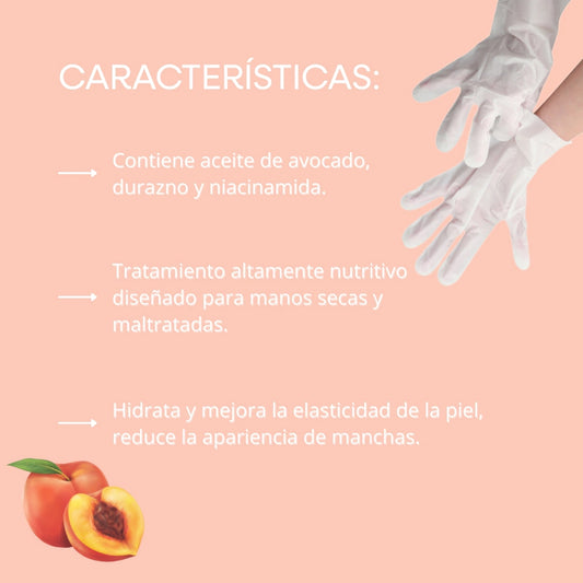 MASCARILLA PARA MANOS CON ACEITE AVOCADO, EXTRACTO DE DURAZNO Y NIACINAMIDA