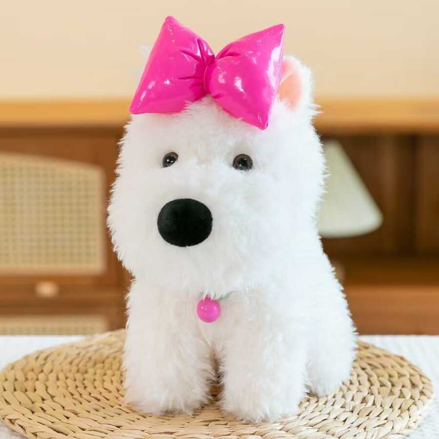 Peluche Perrito con moño de 22 cm