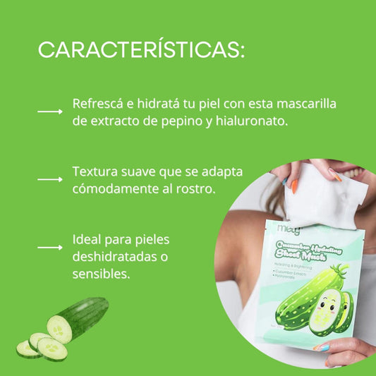 MASCARILLA FACIAL CON EXTRACTO DE PEPINO E HIALURONATO