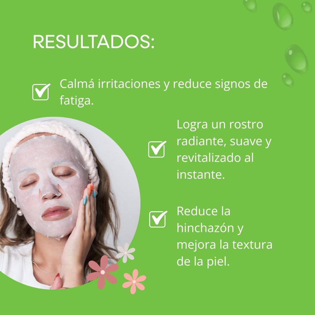 MASCARILLA FACIAL CON EXTRACTO DE PEPINO E HIALURONATO
