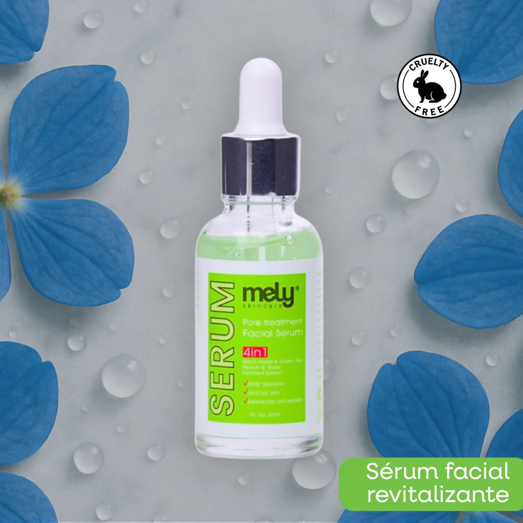 SERUM FACIAL 4 EN 1 TÉ VERDE, DURAZNO, HAMAMELIS Y EXTRACTO DE FERMENTO DE LEVADURA