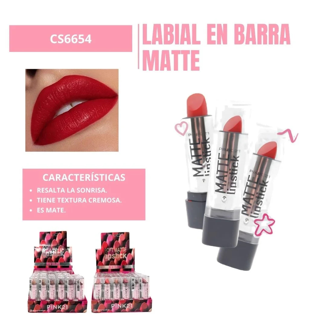 Labial Barra Intense Matte Waterproof Pink 21