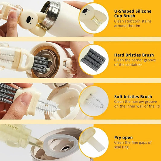 Cepillo Limpia Botellas O Termos 4en1 Forma Conejito