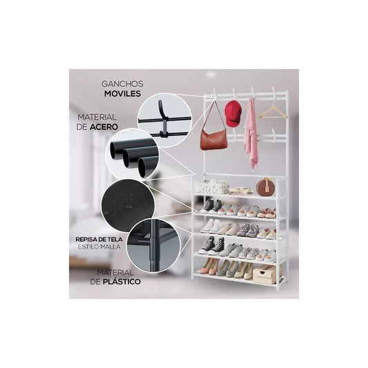 Zapatero Multiuso 5 Niveles Color Blanco