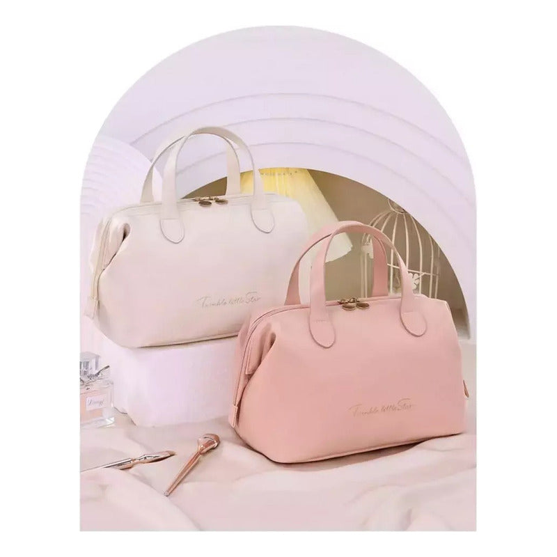 Neceser Organizador Bolso Portacosméticos Para Maquillajes Rosa Lisa