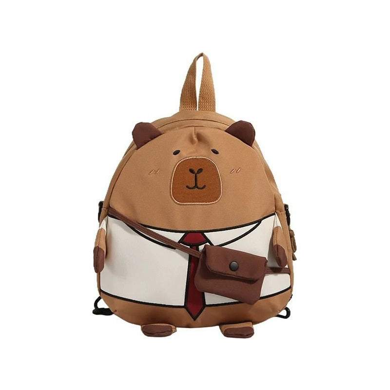 Mochila Escolar Capibara Kawaii Marrón Claro Capybara