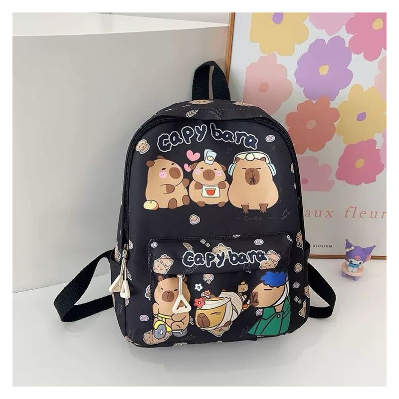 Mochila Escolar Diseño Capybara Celeste Capybara