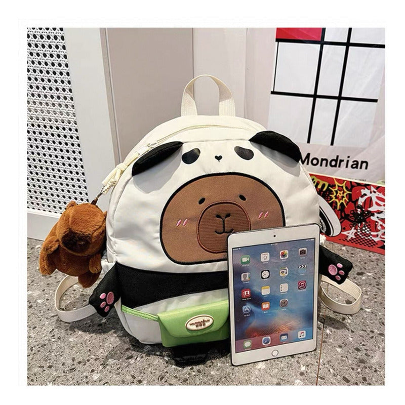 Mochila Escolar Capibara Kawaii Marrón Claro Capybara