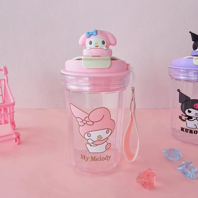 Vaso Infantil Kuromi Melody 420ml Con Correa Lila Kuromi