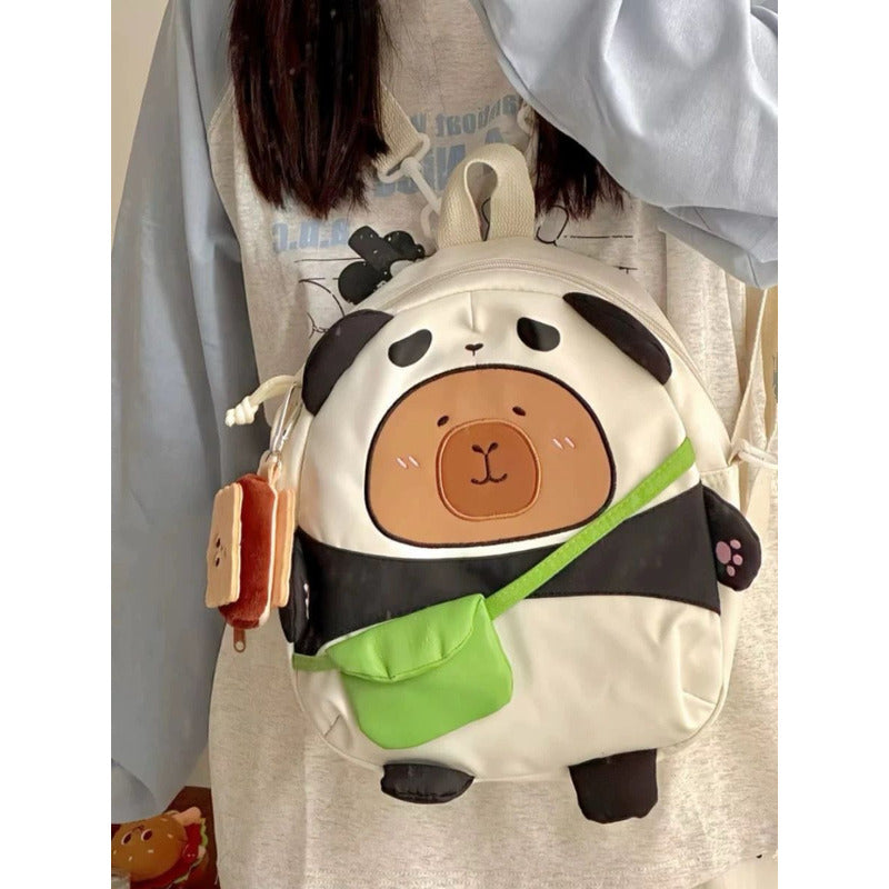 Mochila Escolar Capibara Kawaii Blanco Capybara