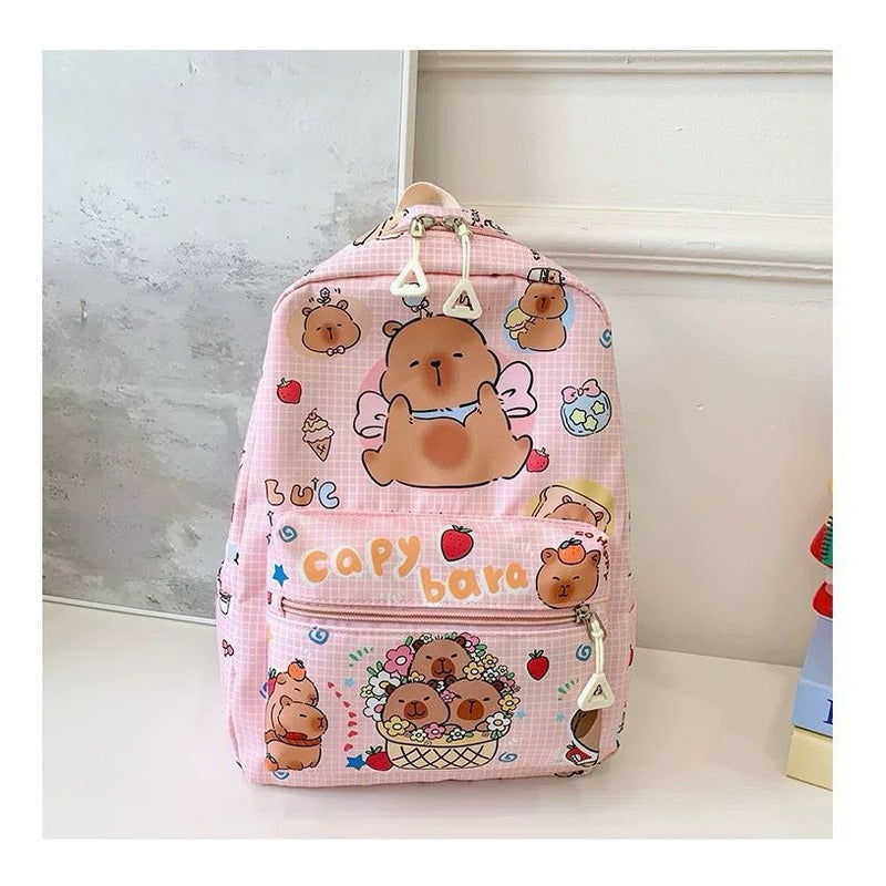 Mochila Escolar Diseño Capybara Lila Capybara