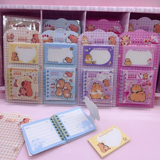 Mini Libreta Anillada + Post It Capybara
