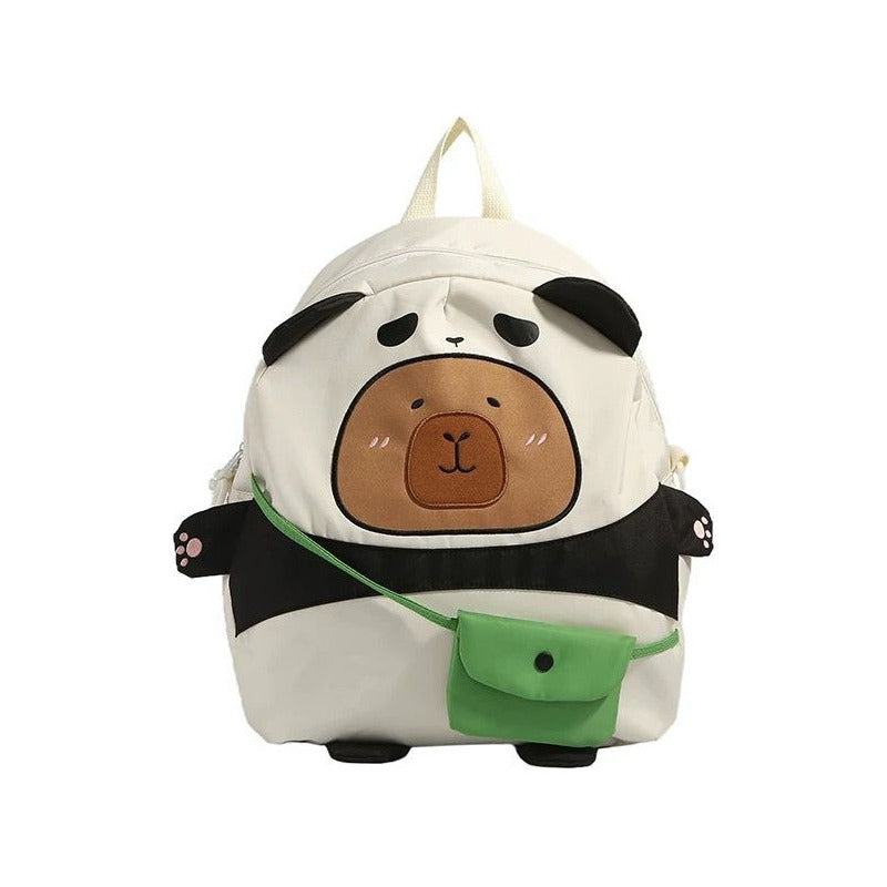 Mochila Escolar Capibara Kawaii Blanco Capybara