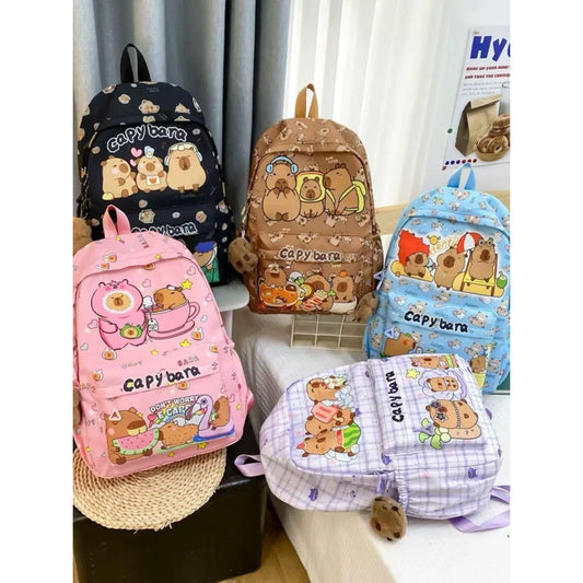 Mochila Escolar Diseño Capybara Negro Capybara