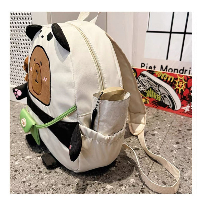 Mochila Escolar Capibara Kawaii Blanco Capybara
