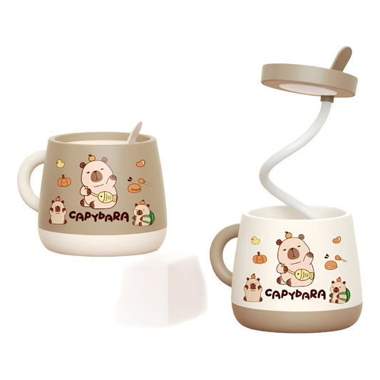 Lámpara Y Lapicero Capybara Forma Taza Velador