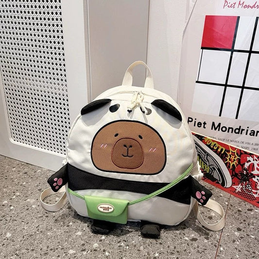 Mochila Escolar Capibara Kawaii Blanco Capybara
