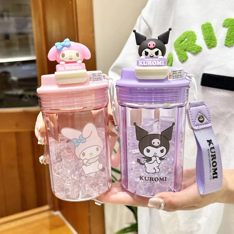Vaso Infantil Kuromi Melody 420ml Con Correa Lila Kuromi