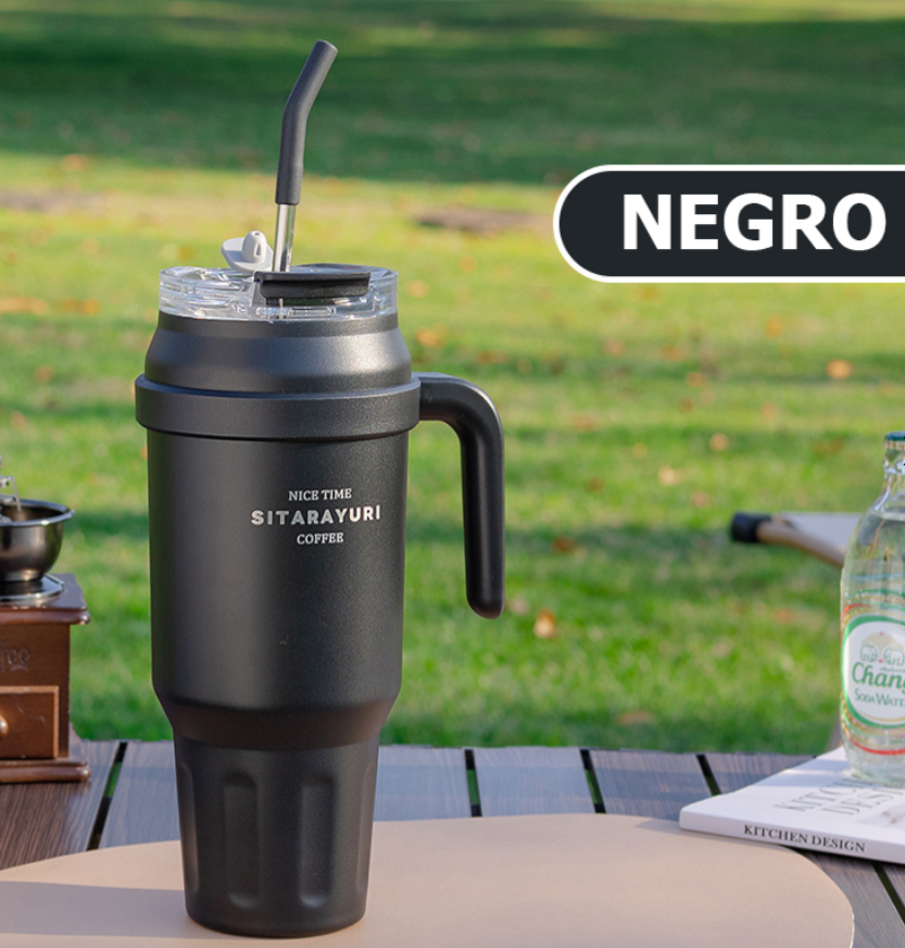 Vaso Térmico y Sorbete de Acero Inox. Doble Pico Sitarayuri 1400Ml