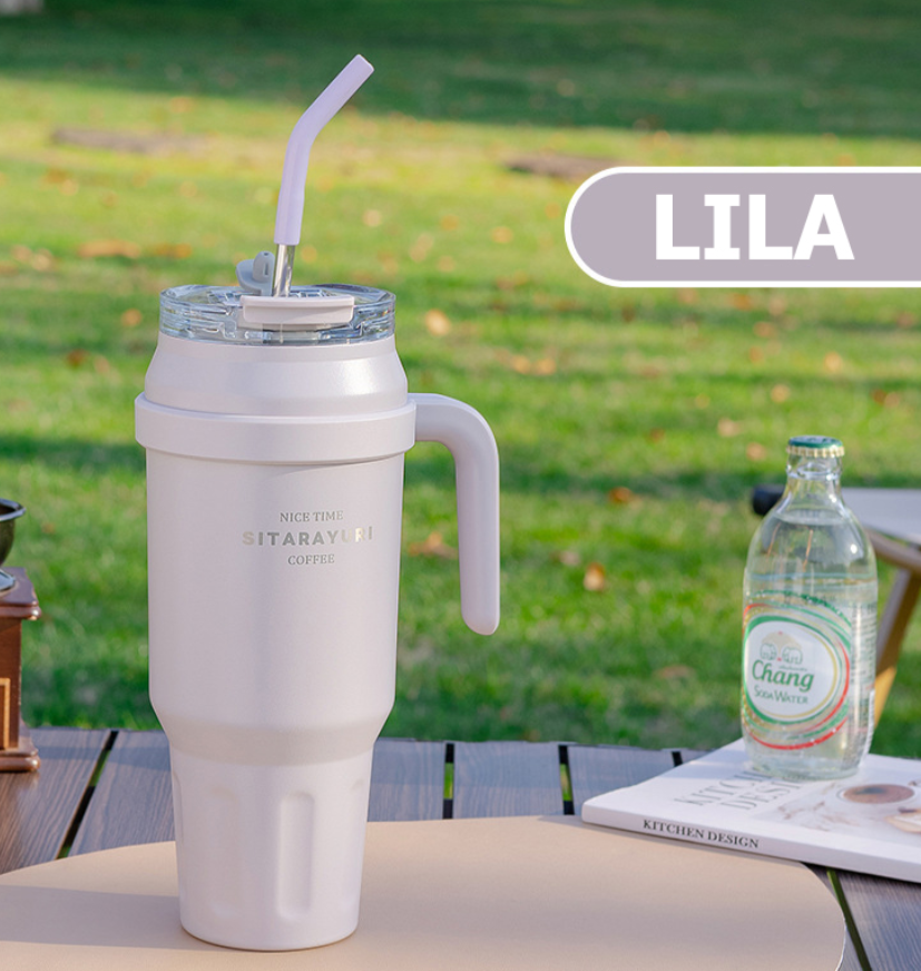 Vaso Térmico y Sorbete de Acero Inox. Doble Pico Sitarayuri 1400Ml
