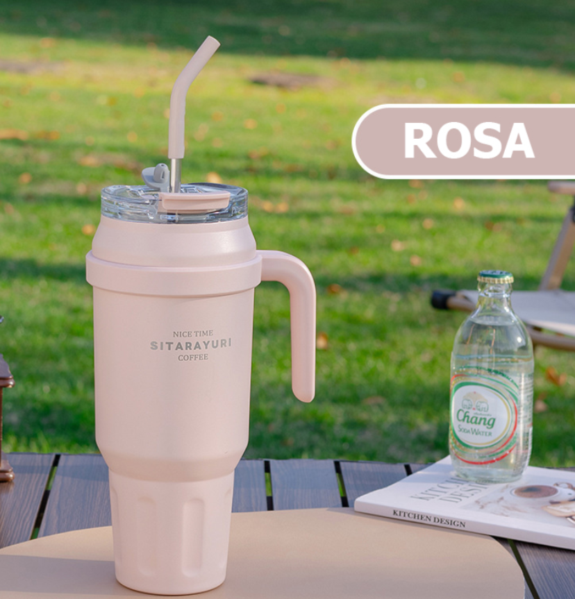 Vaso Térmico y Sorbete de Acero Inox. Doble Pico Sitarayuri 1400Ml