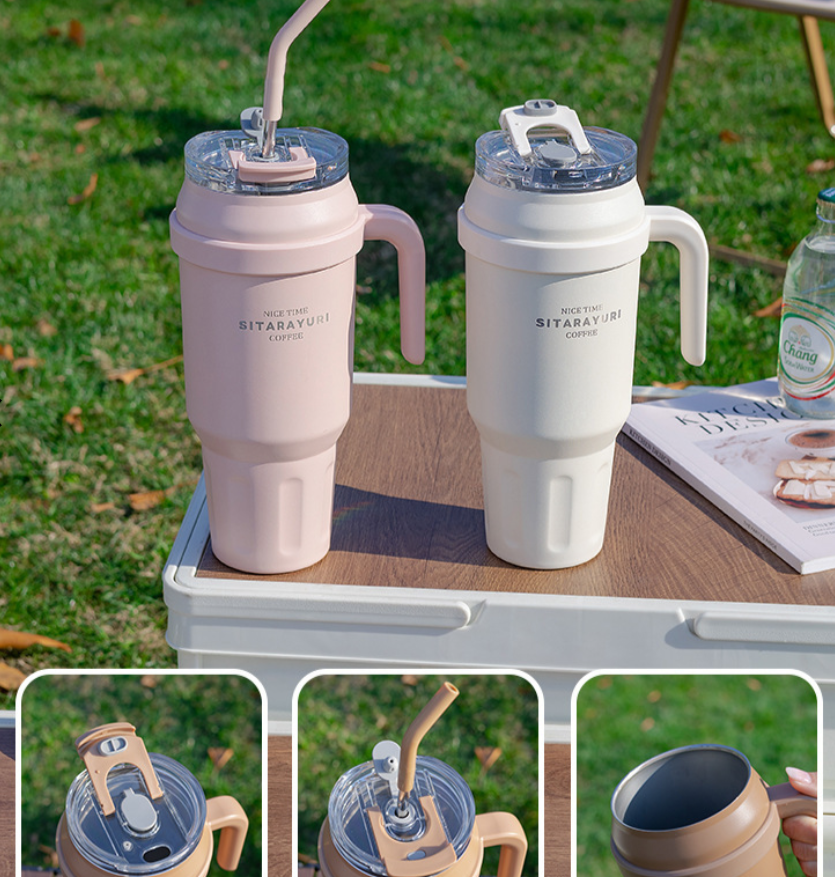 Vaso Térmico y Sorbete de Acero Inox. Doble Pico Sitarayuri 1400Ml