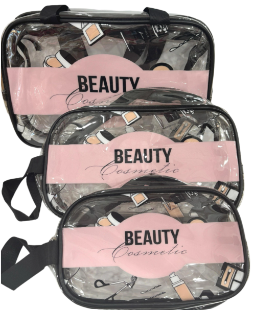 Set x3pcs neceser transparente Beauty