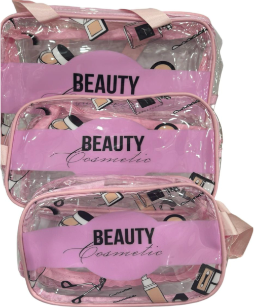 Set x3pcs neceser transparente Beauty