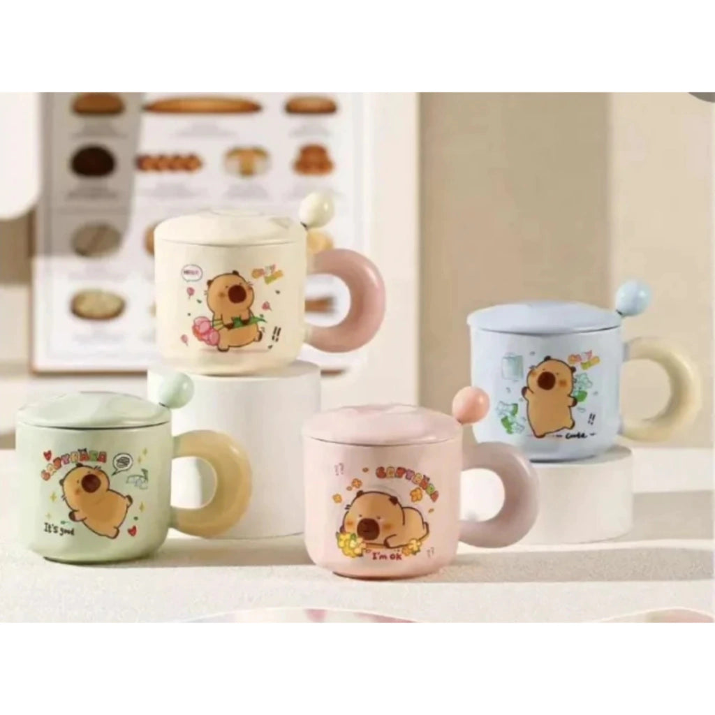 Taza Capybara con Cuchara.Pastel
