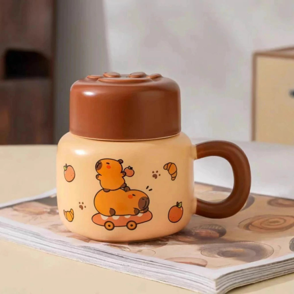 Taza Ceramica Capybara con Tapa