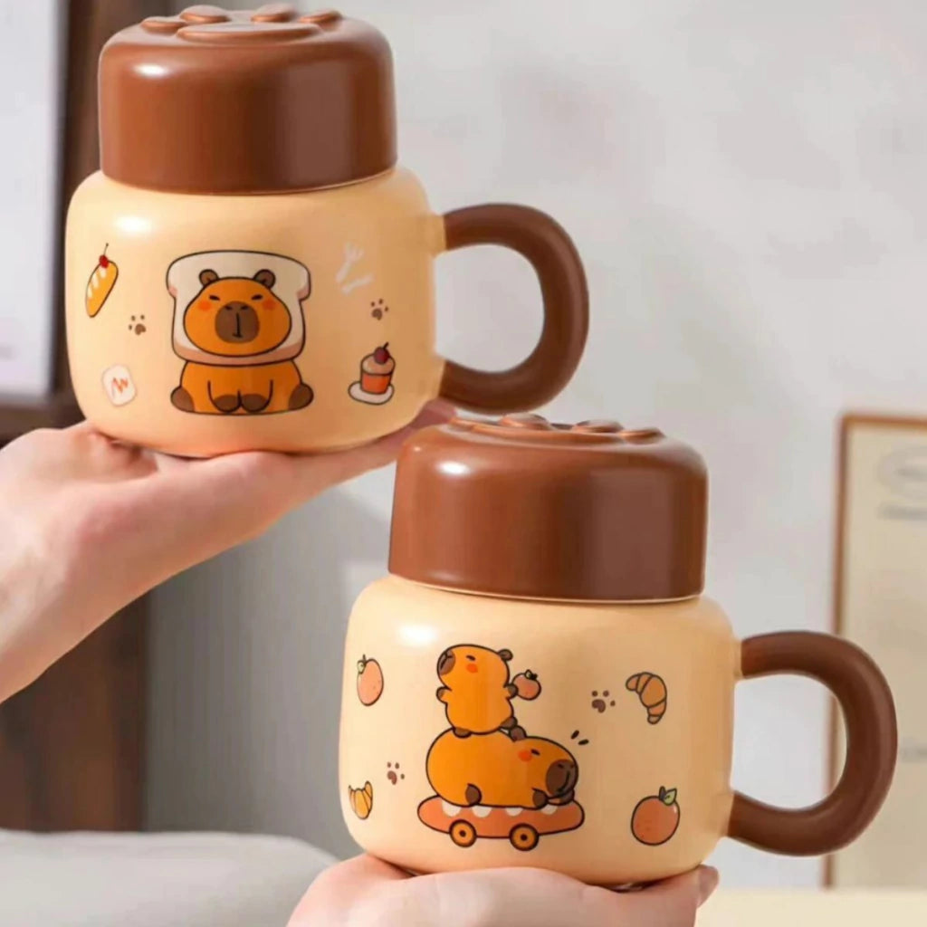 Taza Ceramica Capybara con Tapa