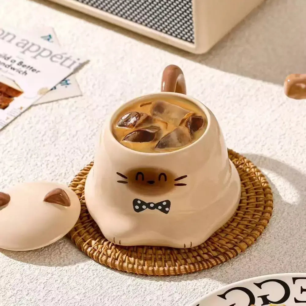 Taza Forma Gato Kawaii con Tapa