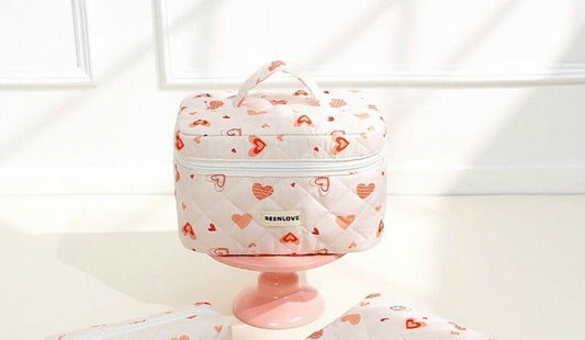 NECESER PUFF PORTACOSMETICOS DISENO CORAZON