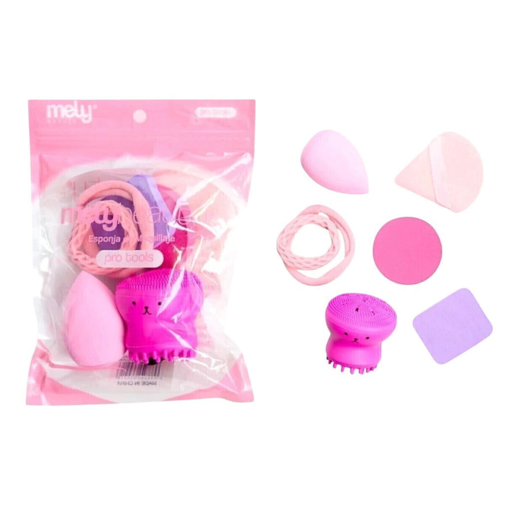 Set de Esponjas de Maquillaje + Limpiador Facial Pulpito 7PCS