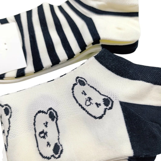 Medias Soquete Mujer Blanco y Negro 3 Pares Size: 36-41